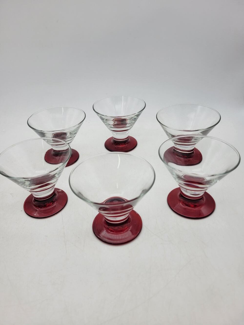3 Oz Red Mini Sorbet Sherry Glasses Set Of 6. Footed Cups Min Small Drink